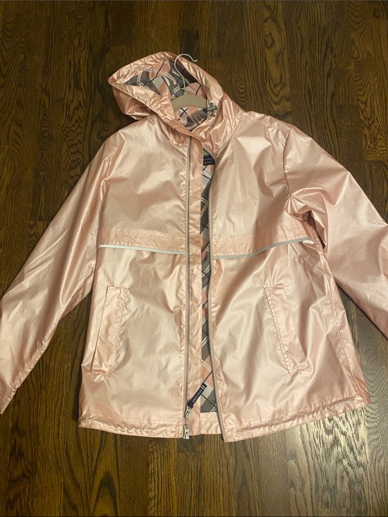 Charles River Apparel Jackets & Blazers - Charles River Apparel Metallic Rose Pink Hooded Raincoat